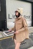 LNNNS 卡其色菱形格翻领单排扣棉服外套 17445 商品缩略图1