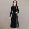 春款中式印花连衣裙圆领长袖洋气改良旗袍裙QYM-XQD-5C2341-L 商品缩略图0