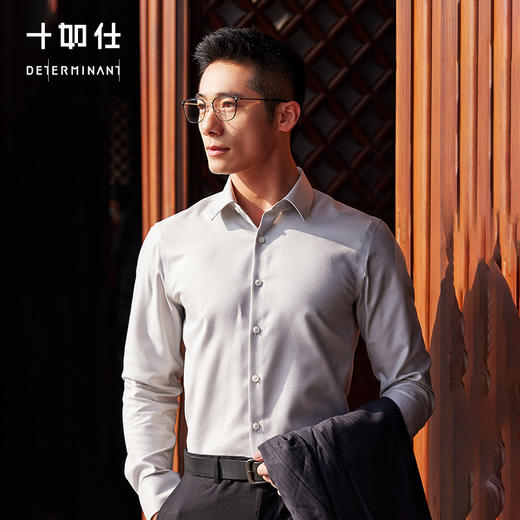 十如仕100%新疆长绒棉小方领法兰绒免烫长袖衬衫-SS02-02 商品图0