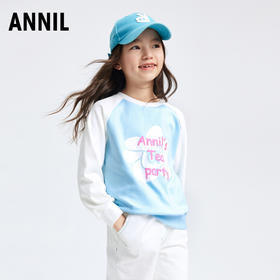 女童卫衣新款春拼色休闲甜美印花清新弹力长袖安奈儿童装EG411035