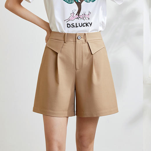 玳莎休闲显瘦纯色短裤2024年春季新款百搭通勤宽松高腰西装裤子  EA36102 商品图3