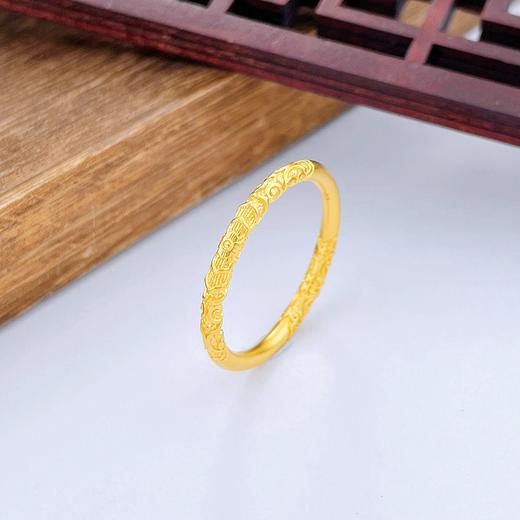 【限时克减150元】足金999.9 古法半实心固口双边花卉卷草纹圈戒(AEWZGFJZ00009)（预售产品下单后不退款不退货不换货不补差价（预售产品下单后不退款不退货不换货不补差价 商品图0