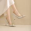 阿么手工女鞋气质欧美风尖头铆钉细跟高跟鞋8.5CCM优雅百搭单鞋女 商品缩略图1