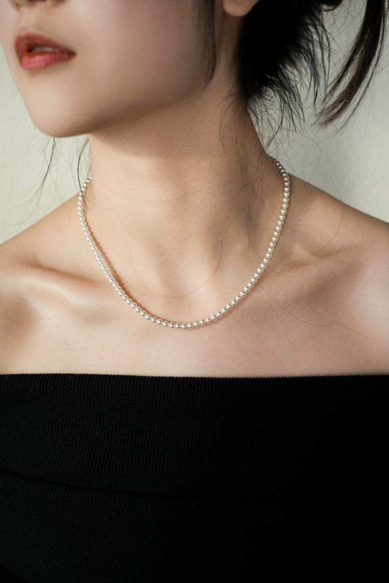 【戴拉珠宝】白色基础款4MM白色珍珠项链