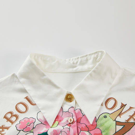 谜底衬衫式连衣裙长袖2024春新款复古印花中长款大摆裙241ML0091 商品图3