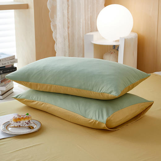 【自营】彼加曼 BGM-T2262 双拼彩棉纯风四件套(抹茶绿/黄卡) 200*230cm 商品图6