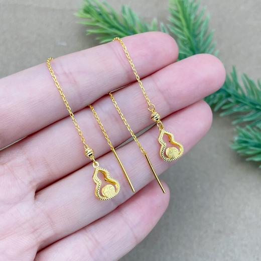 【限时克减150元】足金999 #葫芦 (足金999字印)5G黄金福字镂空葫芦耳线(5GES00575)（预售产品下单后不退款不退货不换货不补差价） 商品图2