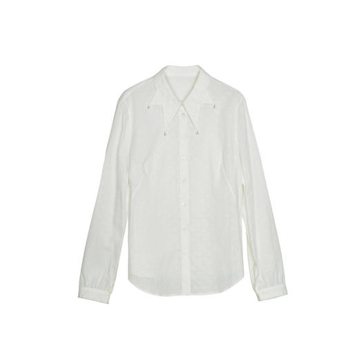 谜底通勤白衬衫长袖女2024春季新款领口钉珠绣百搭衬衣241MC0109 商品图4