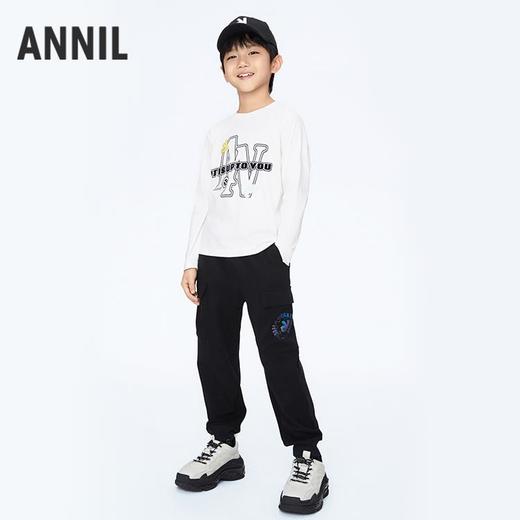 男童趣味印花圆领长袖针织上衣新款安奈儿童装实体店同款AB411575 商品图3