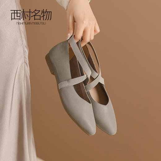 西村名物2024春季新品复古文艺范绑带交叉尖头玛丽珍芭蕾鞋T24AE11021 商品图0