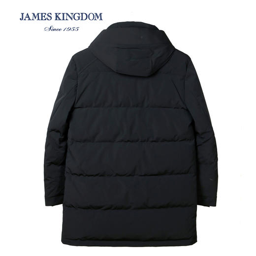 占姆士男士中长款加厚白鸭绒羽绒服黑色 商品图1