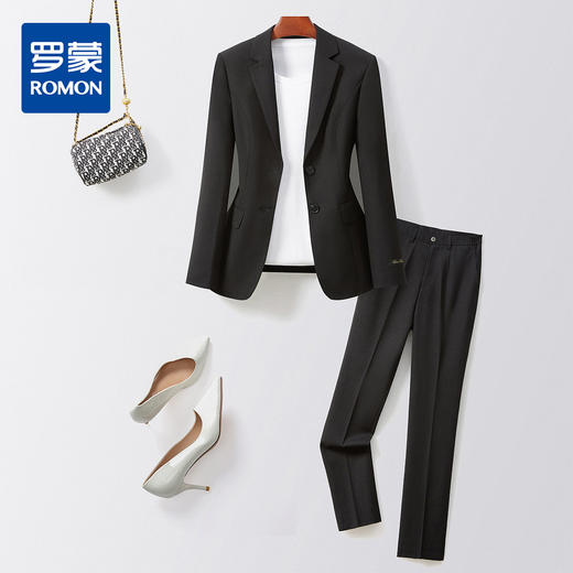 【西服+西裤】罗蒙女士套装两件套商务休闲干练简约西服套装女 商品图0