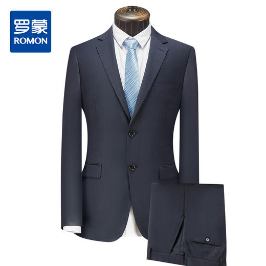 【西装+西裤】罗蒙男士西服套装经典竖条纹两件套商务正装通勤男士西服套装 商品图0