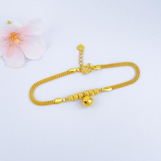 【限时克减150元】足金999.9 亮镜金铃铛调节手链(AF050SL00072)（铃铛不会响的哈）（预售产品下单后不退款不退货不换货不补差价） 商品图1