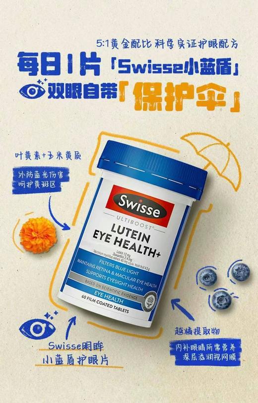 Swisse叶黄素小蓝盾护眼片蓝莓素60粒 商品图0