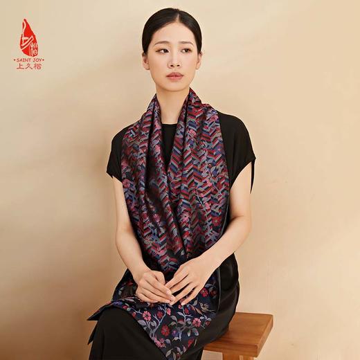 SAINTJOY/上久楷 女士宋锦双面长巾 围巾 喜鹊梅花SJ18001 商品图4