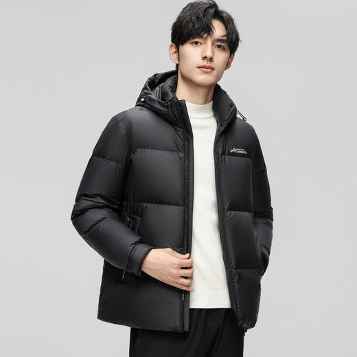 圣得西加厚防寒连帽羽绒服中青年拼接字母印花保暖外套 商品图1