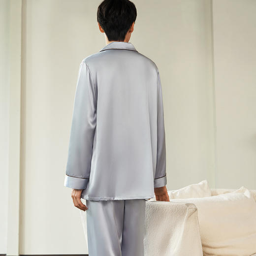 金三塔新品男士重磅真丝睡衣男100%桑蚕丝长袖长裤衣裤套（限价款） 
 YSM9A203 商品图4