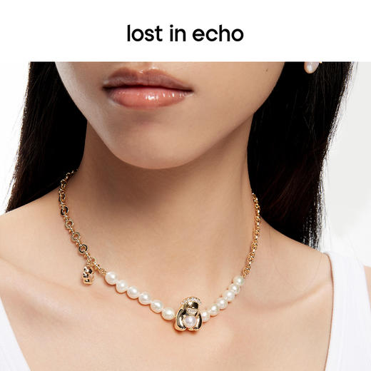 lost in echo原创设计师款Yetti珍珠项链小怪兽吊坠chocker锁骨链 商品图3