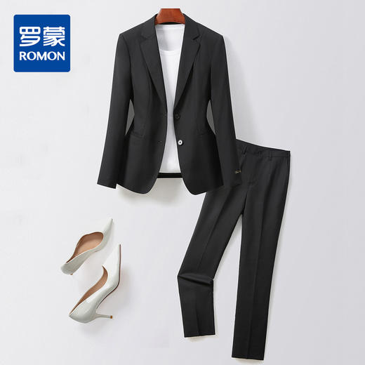 【西服上衣+裤子】罗蒙女士套装商务简约职业面试通勤套装两件套女 商品图0