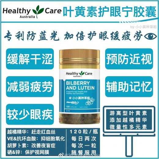 Healthy Care护眼片（蓝莓素+越橘+叶黄素）120粒 商品图1