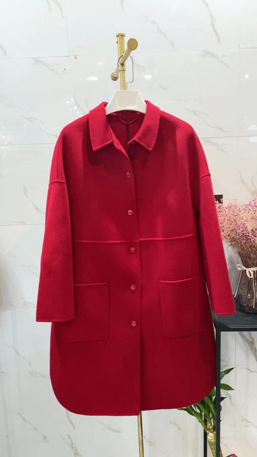 D6217      时尚气质休闲百搭中长款双面羊绒大衣 商品图1