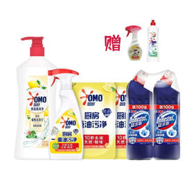 奥妙果蔬净1.08kg+重油污净480*380*450g套+蓝多霸洁厕啫喱600g*2瓶（送350g奥妙油污净1瓶+500g奥妙果蔬净1瓶）