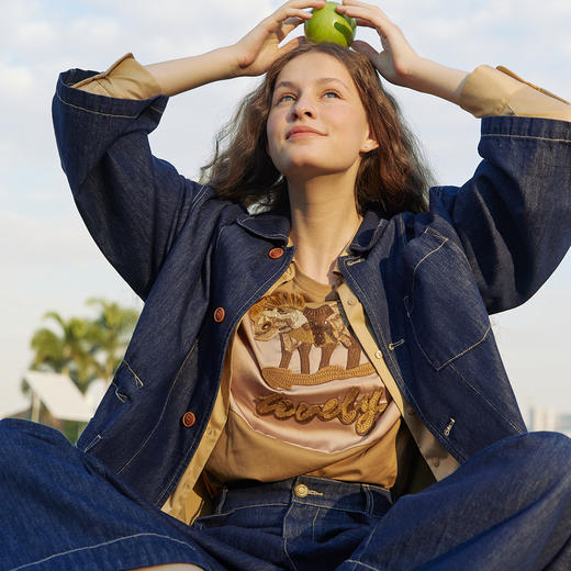 谜底牛仔风衣女2024春季新款复古时尚大廓形中长款外套241ME0151 商品图2