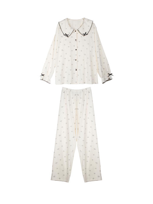 【99元限时秒杀】【秀黛】女翻领印花长袖套装L1551022T【门店同款】 商品图8