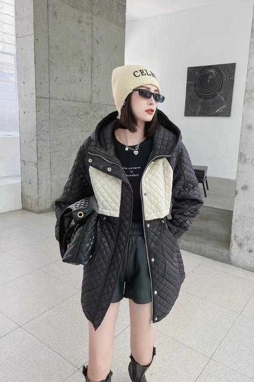 LNNNS 黑白撞色收腰连帽休闲棉服外套 17394 商品图0