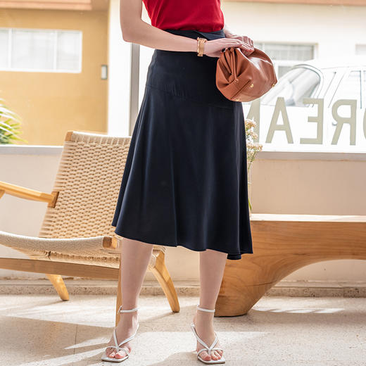 欧芮儿高腰显瘦半身裙女2021夏季新款百搭不规则中长款A字包臀裙 商品图0