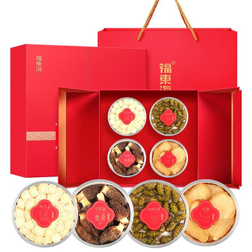 福东海 羊肚菌铁皮石斛西洋参天麻四拼礼盒210克 山珍菌菇礼盒送长辈 商品图0
