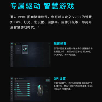 雷柏（Rapoo）V28S 鼠标 有线鼠标 游戏鼠标 8键可编程 RGB鼠标 电竞鼠标 吃鸡鼠标 鼠标宏定义 黑色 商品图3