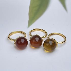 HZ/38674-S925琥珀戒指可调节