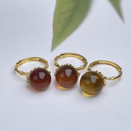 HZ/38674-S925琥珀戒指可调节 商品图0