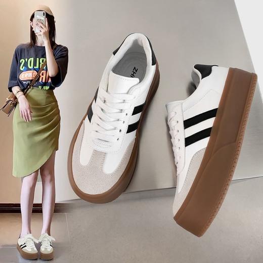 ZHR德训鞋女2024春季新款时尚百搭厚底软底防滑运动休闲板鞋 商品图0