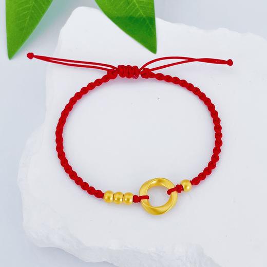【限时7.5折】【定价黄金】足金 #莫比乌斯 #小红书 3D硬金圆珠莫比乌斯环红绳调节成品手串(AA3DSC00256-1)（预售产品下单后不退款不退货不换货不补差价） 商品图0