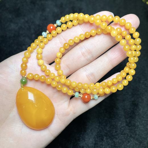 D蜜蜡项链-圆珠链水滴40*29#9B05 商品图0