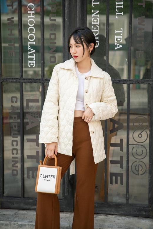 LNNNS 菱形格翻领单排扣外套棉服 14351 商品图4