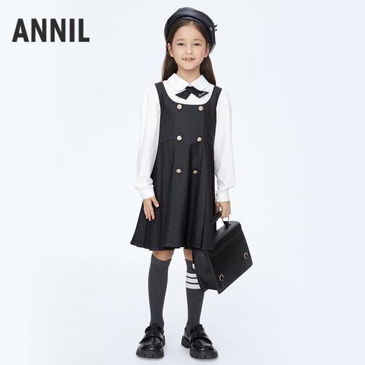 女童学院风假两件翻领长袖连衣裙裙子新款安奈儿童装实体店同款AG413573 商品图2