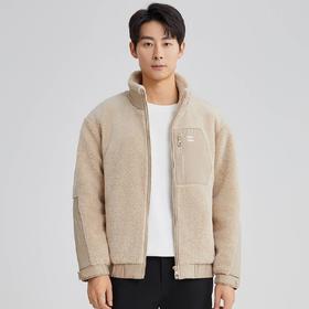 【仿羊羔毛】圣得西立领拼接保暖羽绒服宽松防寒外套