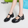 Safiya/索菲娅2024春季新品 甜酷粗跟钻扣亮面一字带玛丽珍小皮鞋 SF41111148 商品缩略图0