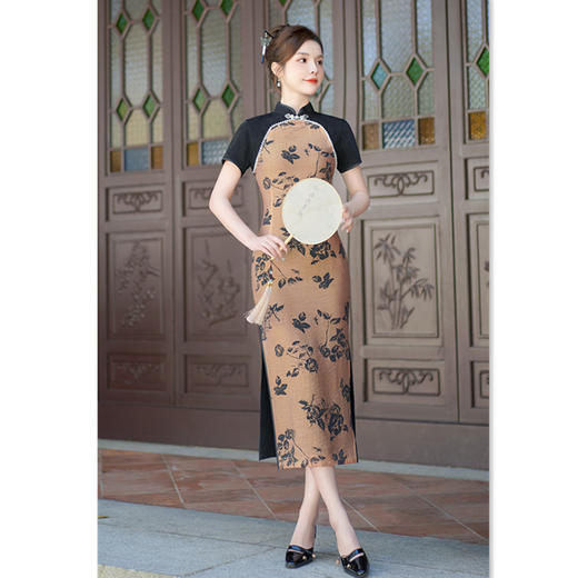 SKY 907594改良新中式长款旗袍裙 商品图1