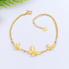 【限时克减150元】足金999 #九紫离火 5G黄金调节双层蝴蝶手链(AG5GSL00119)（预售产品下单后不退款不退货不换货不补差（预售产品下单后不退款不退货不换货不补差