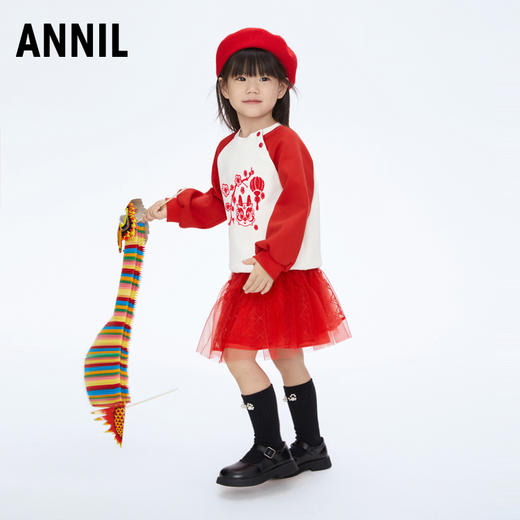 女童插肩袖圆领长袖卫衣新款安奈儿童装实体店同款XG411601 商品图3