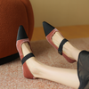 阿么手工女鞋拼色丝绒一字带玛丽珍浅口3CM气质真皮软底单鞋温柔 商品缩略图2