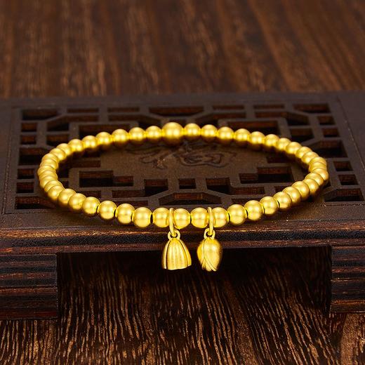 足金999.9 #两世欢 #小红书 古法两世欢手串圆珠(大珠约4.8mm，小珠约3.7mm，周长约16-17cm）(GFSCW00015)补差价）预售产品下单后不退款不退货不换货不补差价 商品图0