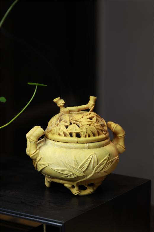 步步高升°黄杨木香炉 商品图0