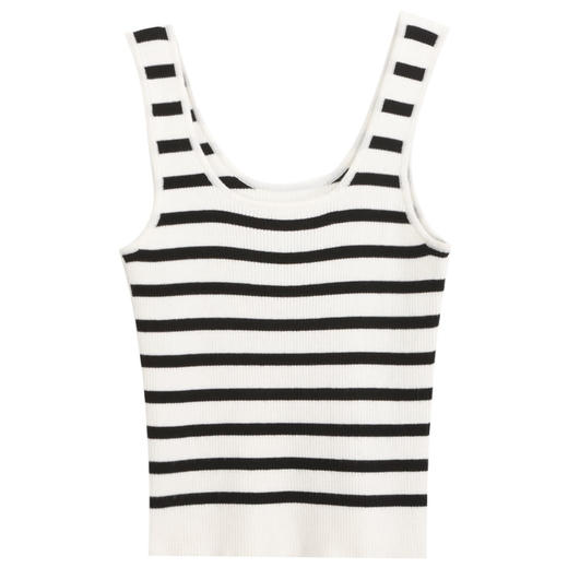 玳莎U型领吊带背心女2024年春季新款条纹时尚修身显瘦针织衫内搭  EA33001 商品图4