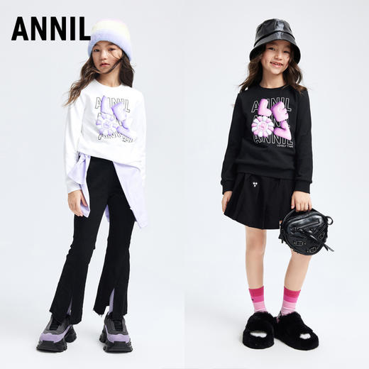 女童圆领卫衣春新款印花可爱打底衫套头时尚上衣安奈儿童装EG411026 商品图4
